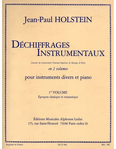 Holstein Dechiffrages instrumentaux...