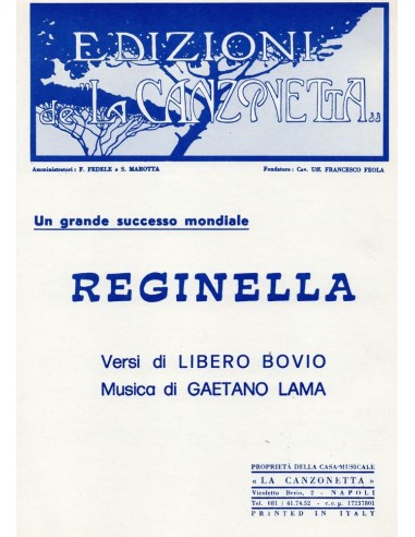 Reginella (Linea melodica e accordi)