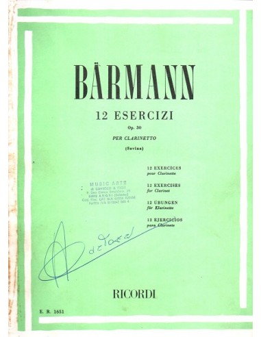 Barmann 12 Esercizi Op. 30 USATO