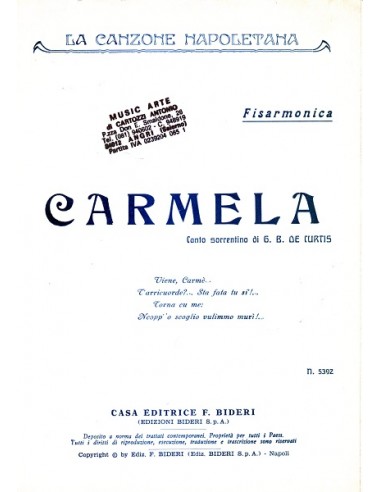 Carmela (Linea melodica e accordi)