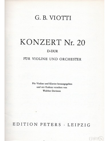 Viotti Concerto N° 20 in Re Maggiore...